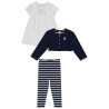 Ensemble gilet + tunique + caleçon à rayures pour bébé fille