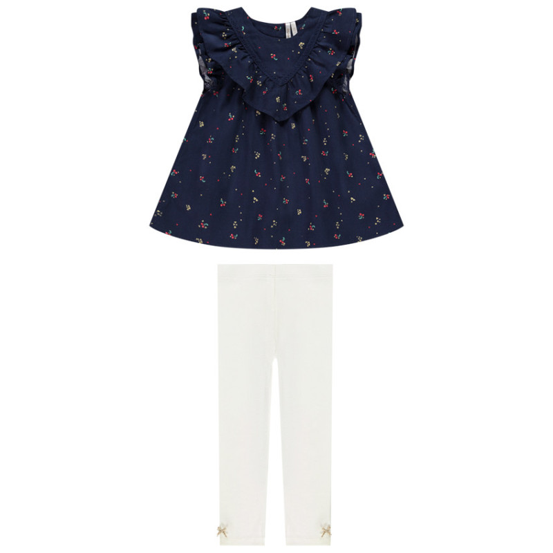 Ensemble tunique en twill imprimé fantaisie et legging en cô