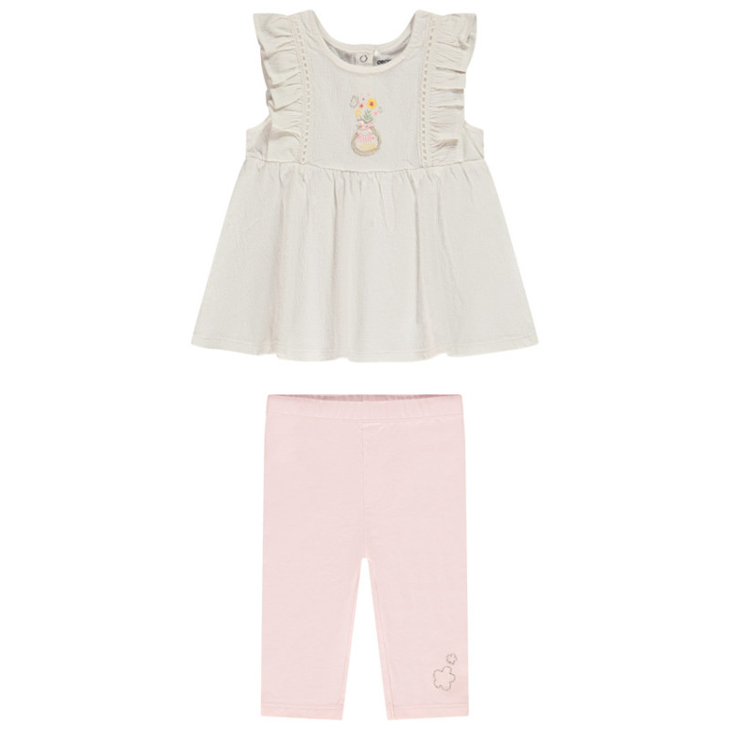 Ensemble en jersey tunique brodée + caleçon pour bébé fille