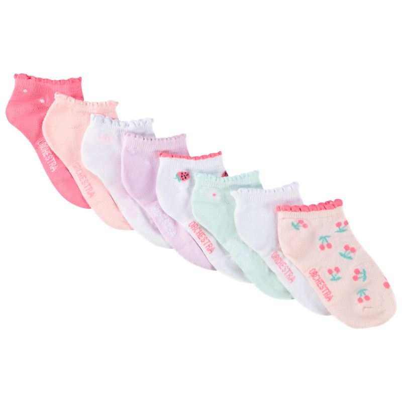 Lot de 8 paires de chaussettes courtes motifs fantaisie fill