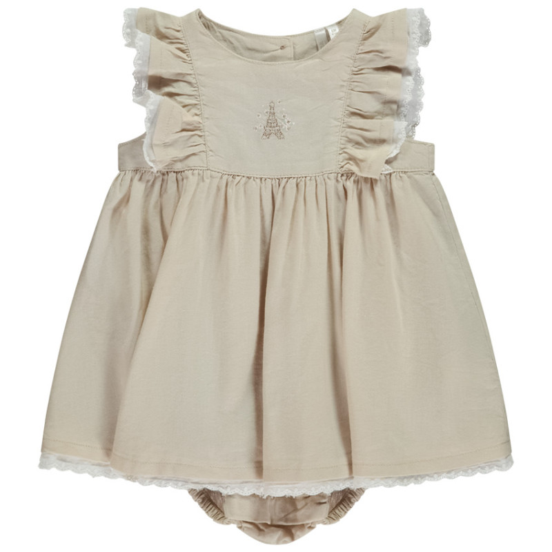 Robe body à manches volantées et Tour Eiffel brodée pour béb