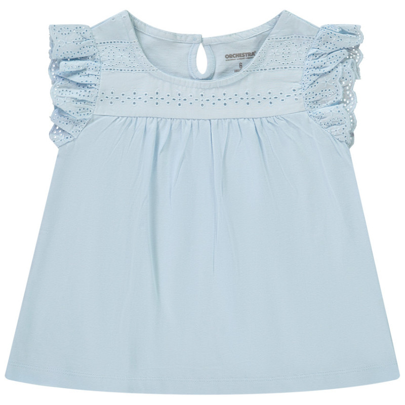 T-shirt manches courtes avec broderie anglaise fille