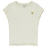 T-shirt manches courtes côtelé à cœur brodé fille