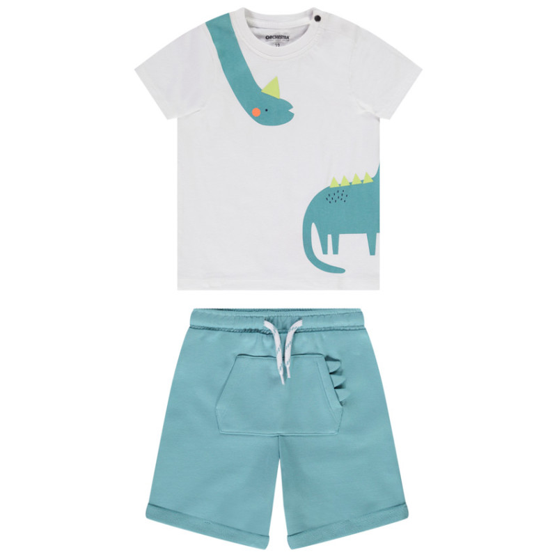 Ensemble 2 pièces t-shirt + bermuda dinosaure pour bébé garç