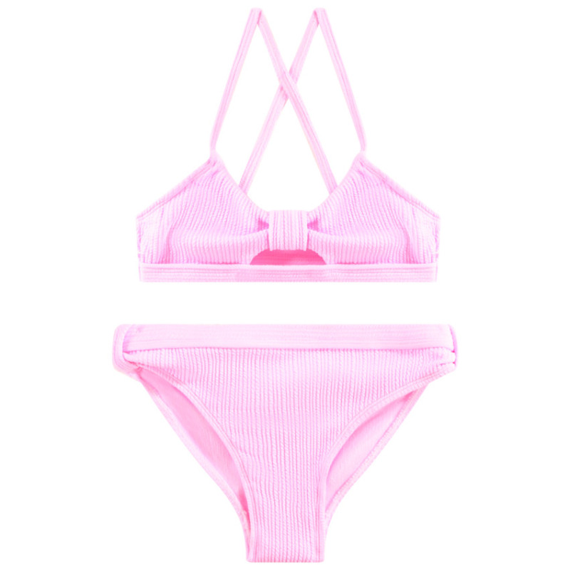 Maillot de bain 2 pièces effet côtelé à bretelles croisées p