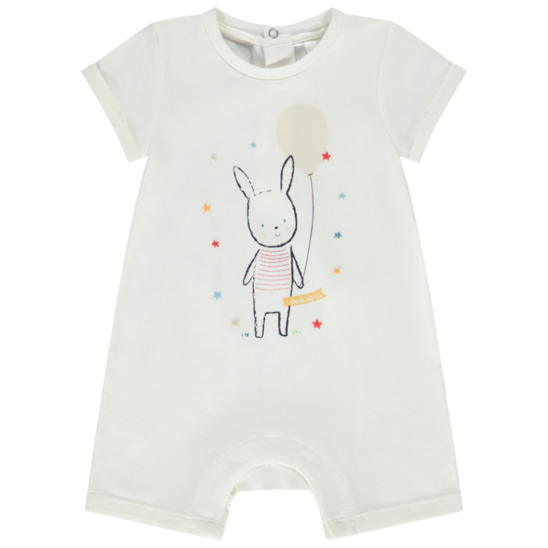 Combinaison courte en jersey slub print lapin pour bébé