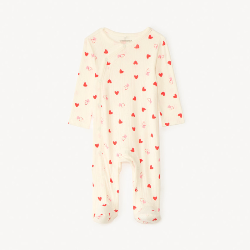 Dors-bien en maille pointel avec imprimé cœur pour bébé fill