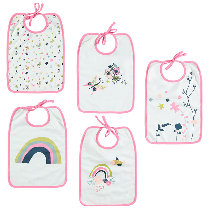 Lot de 5 bavoirs en jersey à print fantaisie