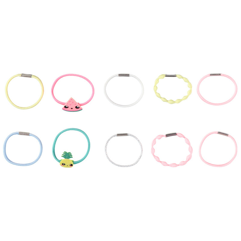 Lot de 10 élastiques multicolores et fantaisie pour fille