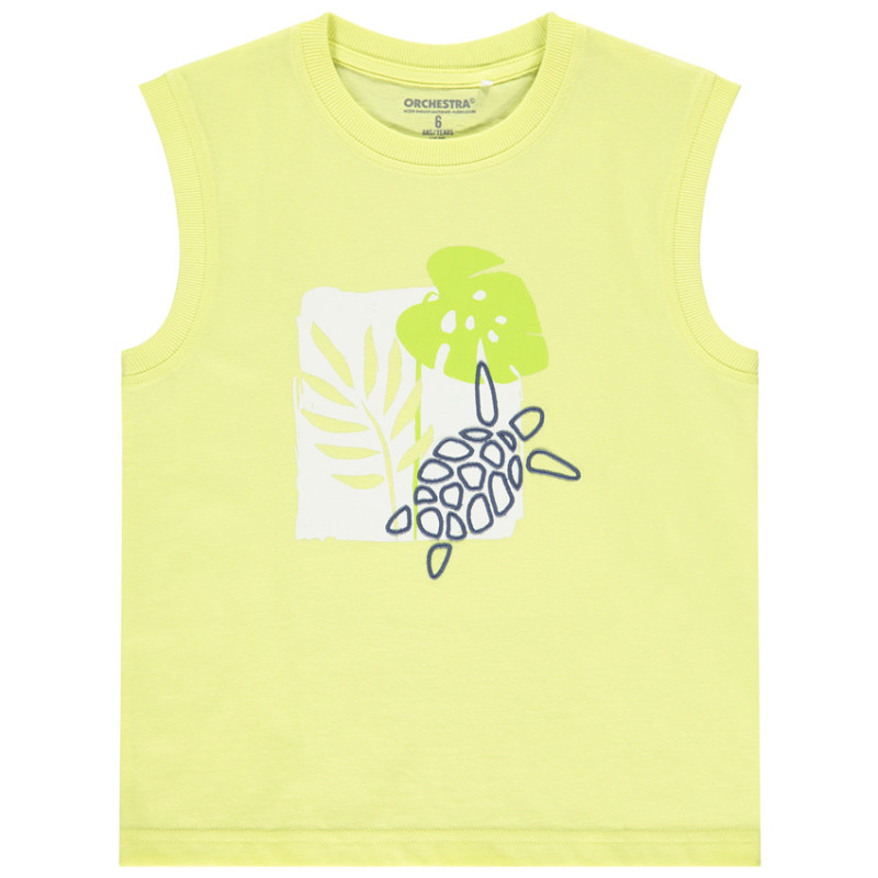 Débardeur uni avec print et tortue brodé pour garçon