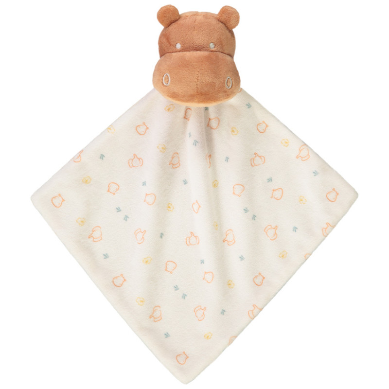 Doudou mouchoir hippopotame en velours pour bébé