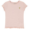 T-shirt manches courtes côtelé à cœur brodé fille