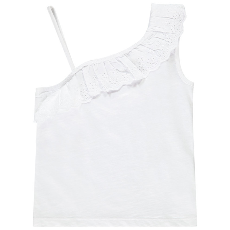 Débardeur à bretelles asymétriques et broderie anglaise fill