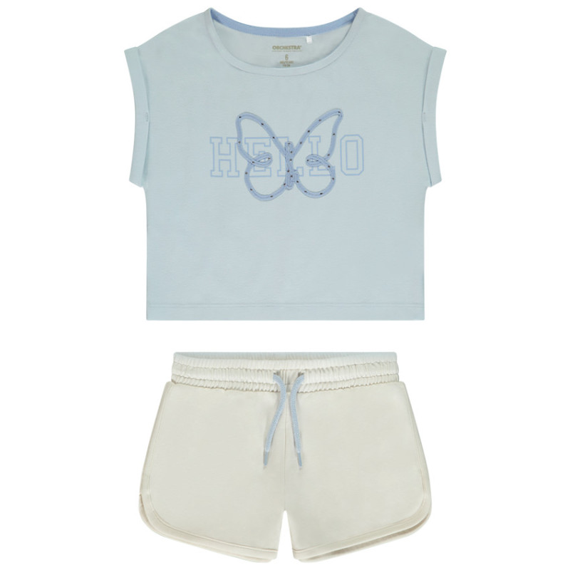 Ensemble 2 pièces avec papillon en strass et ruban fille