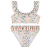Maillot de bain 2 pièces imprimées fleurs à volants fille