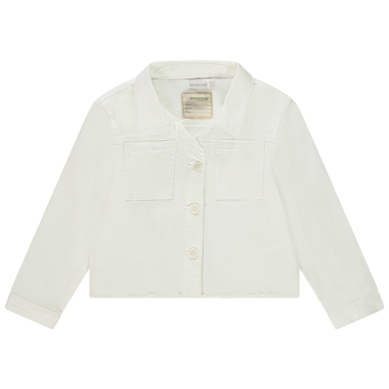 Veste en jean style worker finition raw cut pour fille