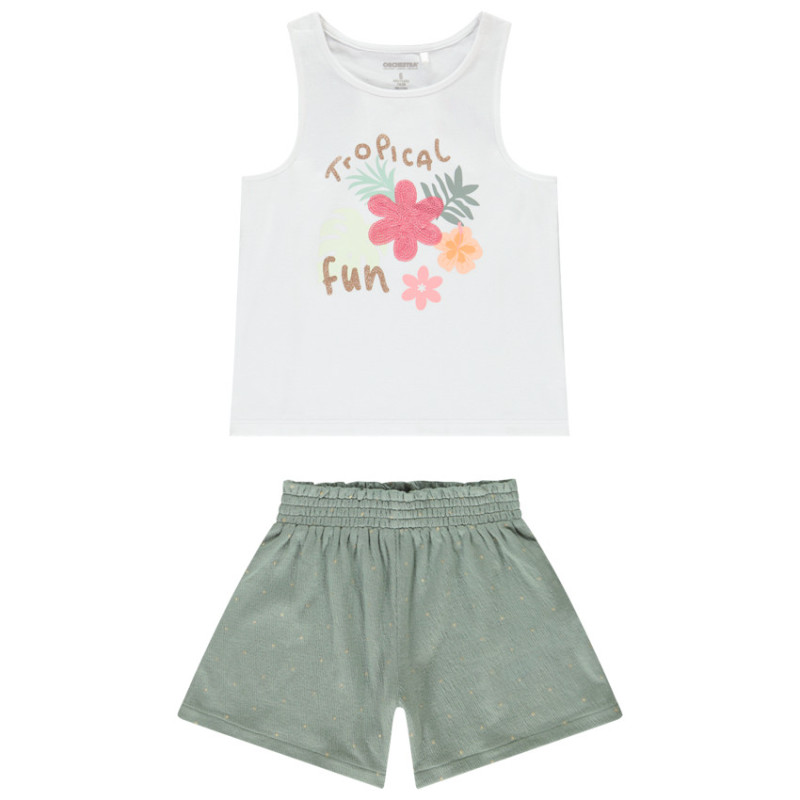 Ensemble 2 pièces avec débardeur à motif tropical fille