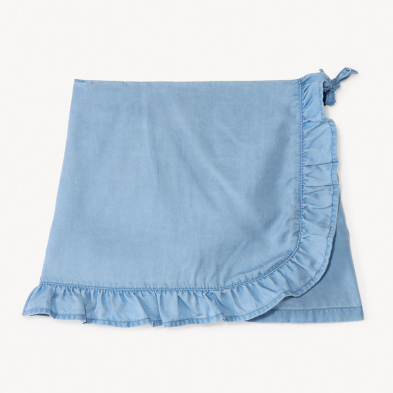Jupe short uni en Tencel avec volants fille