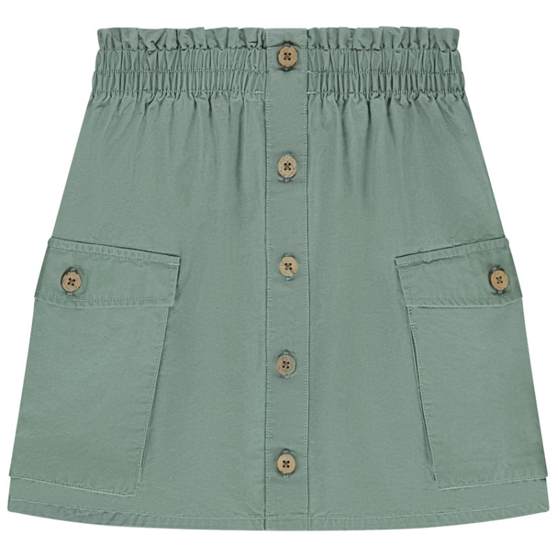 Jupe courte en toile avec poches et boutons fille