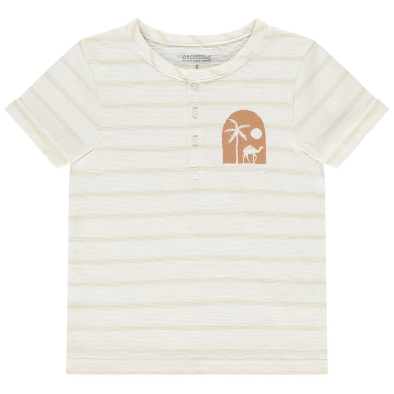 T-shirt manches courtes boutonné à rayures pour garçon