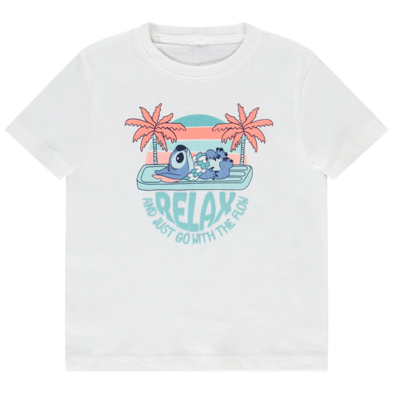 T-shirt manches courtes Stitch Disney avec puff print garçon