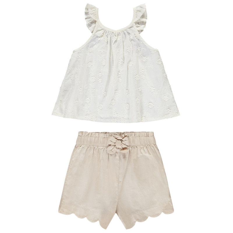 Ensemble 2 pièces avec broderie anglaise fille