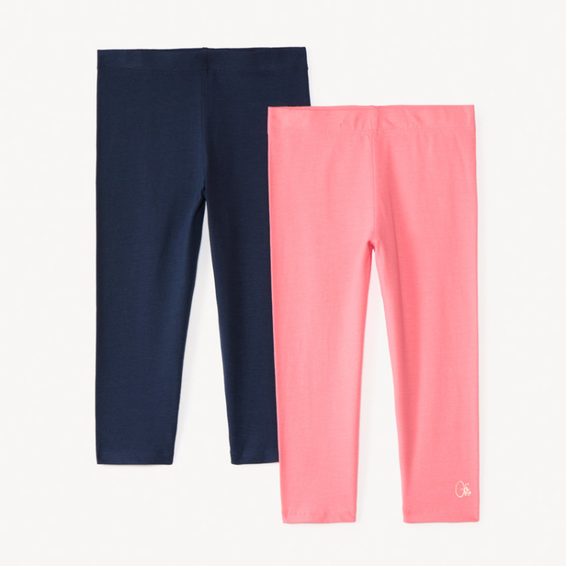 Lot de 2 leggings courts unis print logo fille