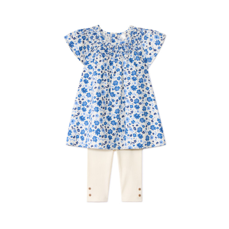 Ensemble 2 pièces avec tunique fleurie pour bébé fille