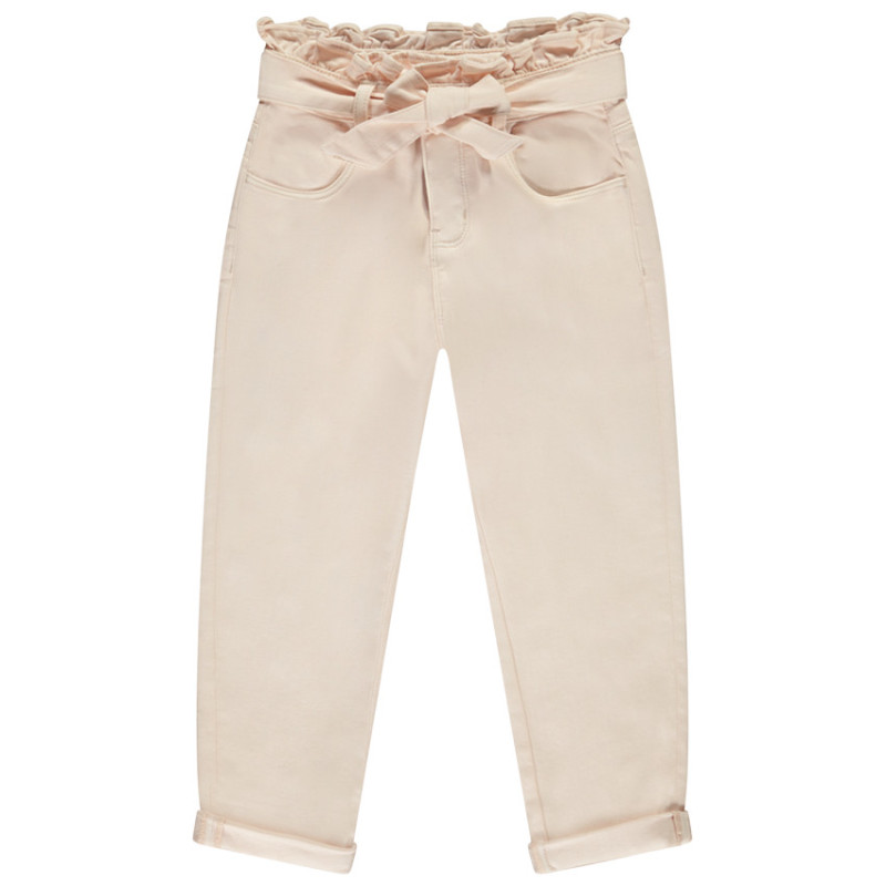 Jean paperbag uni avec ceinture à nouer fille