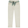 Jean slim uni avec ceinture foulard à nouer fille