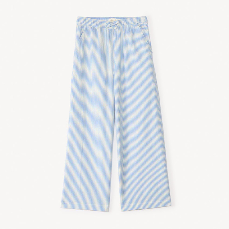 Pantalon large en toile rayée fille