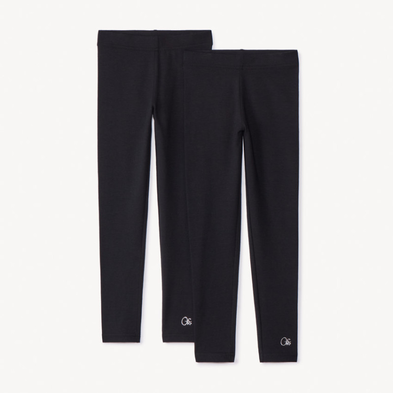 Lot de 2 leggings unis fille