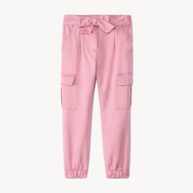 Pantalon cargo en twill uni avec ceinture fille
