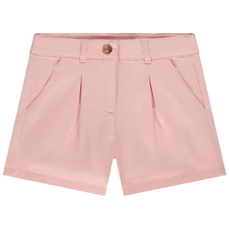 Short en twill uni effet pince fille