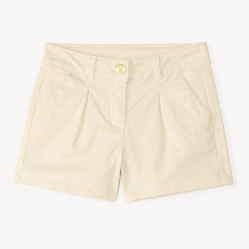 Short en twill uni effet pince fille