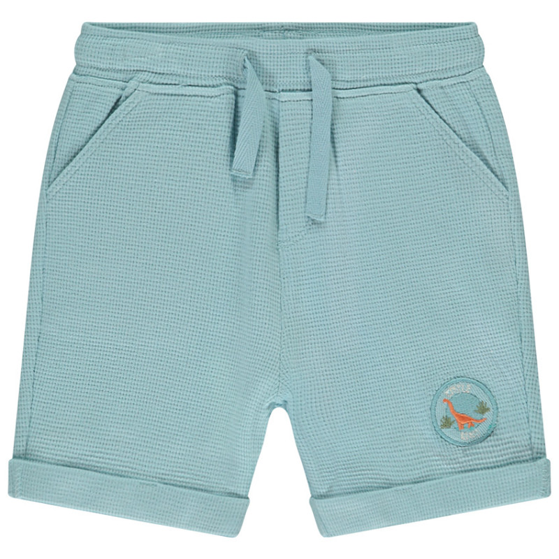 Bermuda en nid d'abeille avec patch dino pour bébé garçon