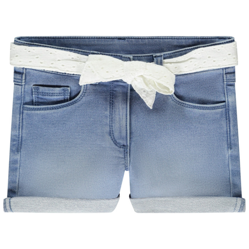 Short effet jean avec ceinture en broderie anglaise fille