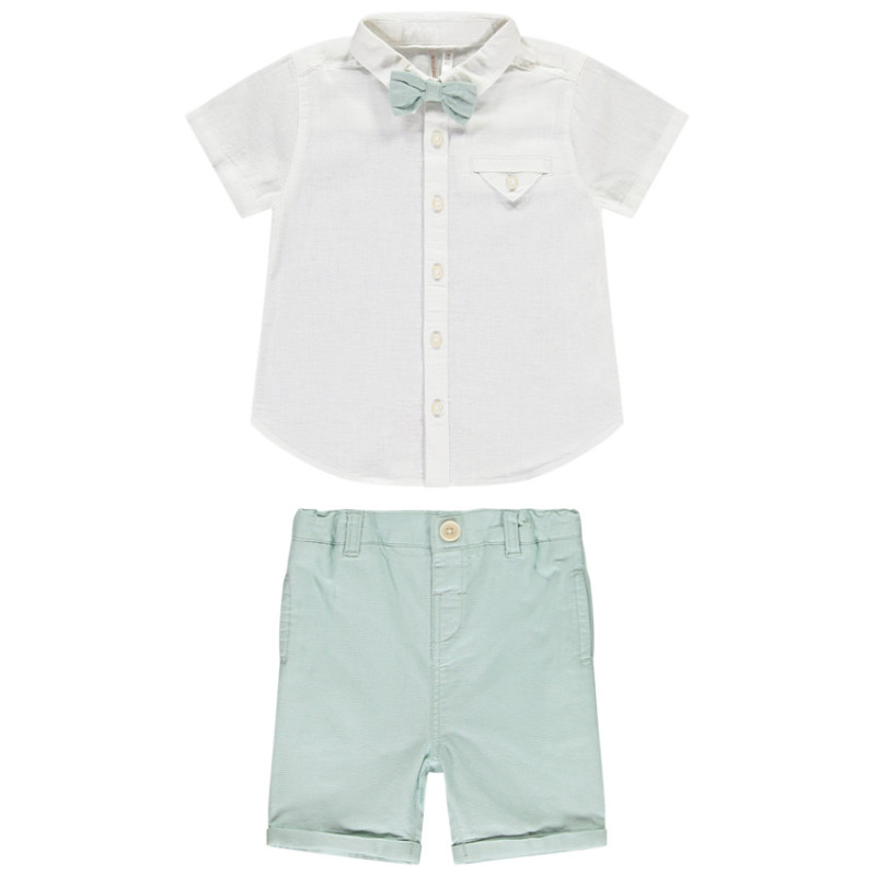 Ensemble 2 pièces avec chemise à nœud pour bébé garçon