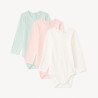 Lot de 3 bodies manches longues unis pour bébé fille