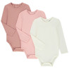 Lot de 3 bodies manches longues unis pour bébé fille