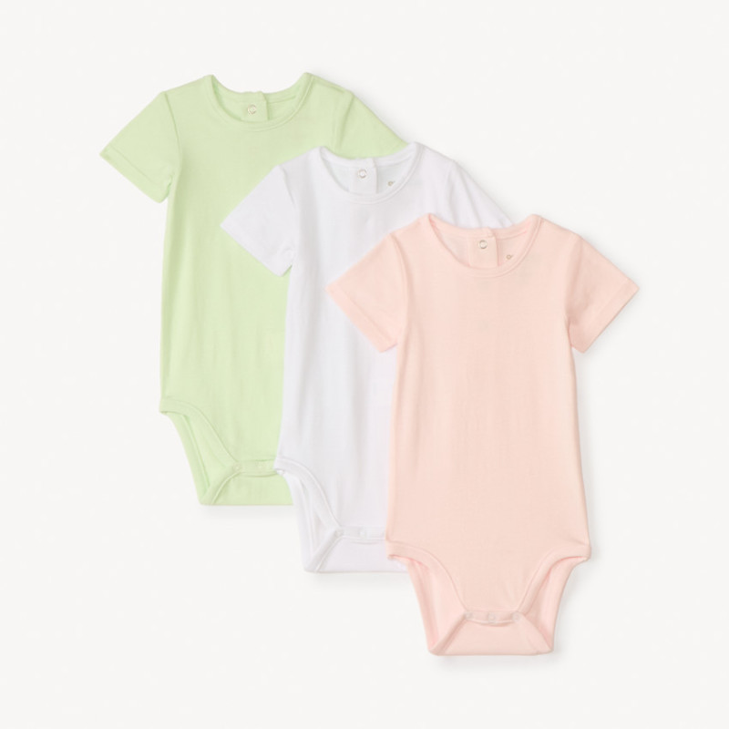 Lot de 3 bodies manches courtes unis pour bébé fille