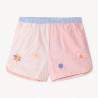 Short en seersucker rayé avec broderie fille