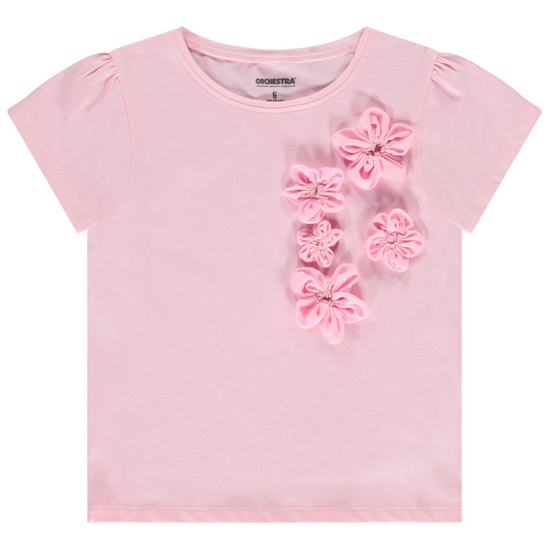 T-shirt manches courtes à fleurs 3D fille