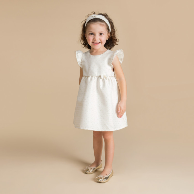 Robe de cérémonie en jacquard fleuri + bandeau pour bébé fil