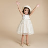 Robe de cérémonie bi-matière à dos ajouré cœur pour bébé fil