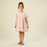 Robe manches courtes en crêpe et tulle avec motif floral en 