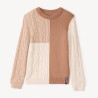 Pull manches longues tricolore en tricot torsade garçon