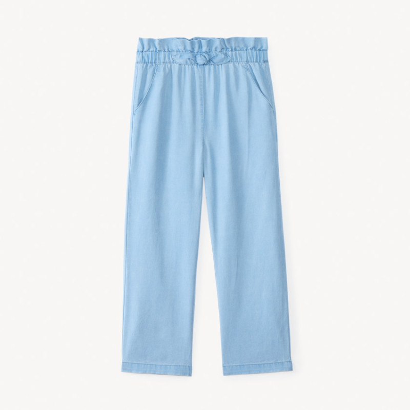 Pantalon large coupe paper bag avec nœud fille