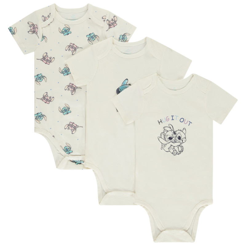 Lot de 3 bodies manches courtes Stitch Disney pour bébé (ouv