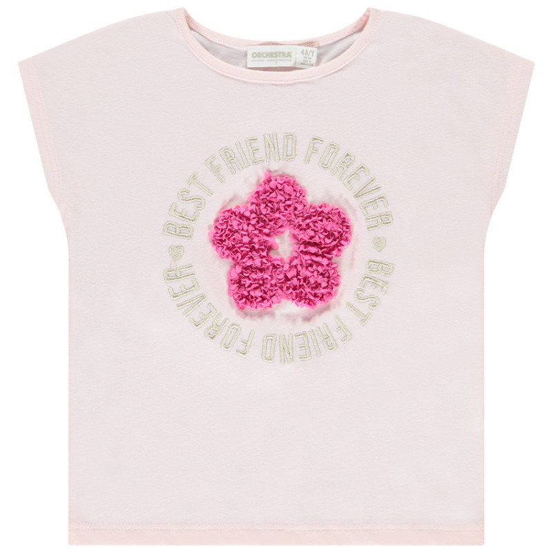 T-shirt manches courtes à fleur effet pétales 3D fille
